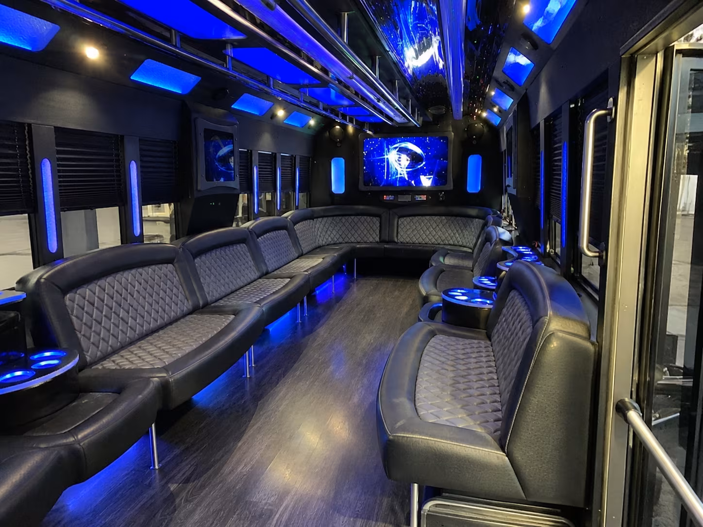 tustin 28 passenger party bus interior